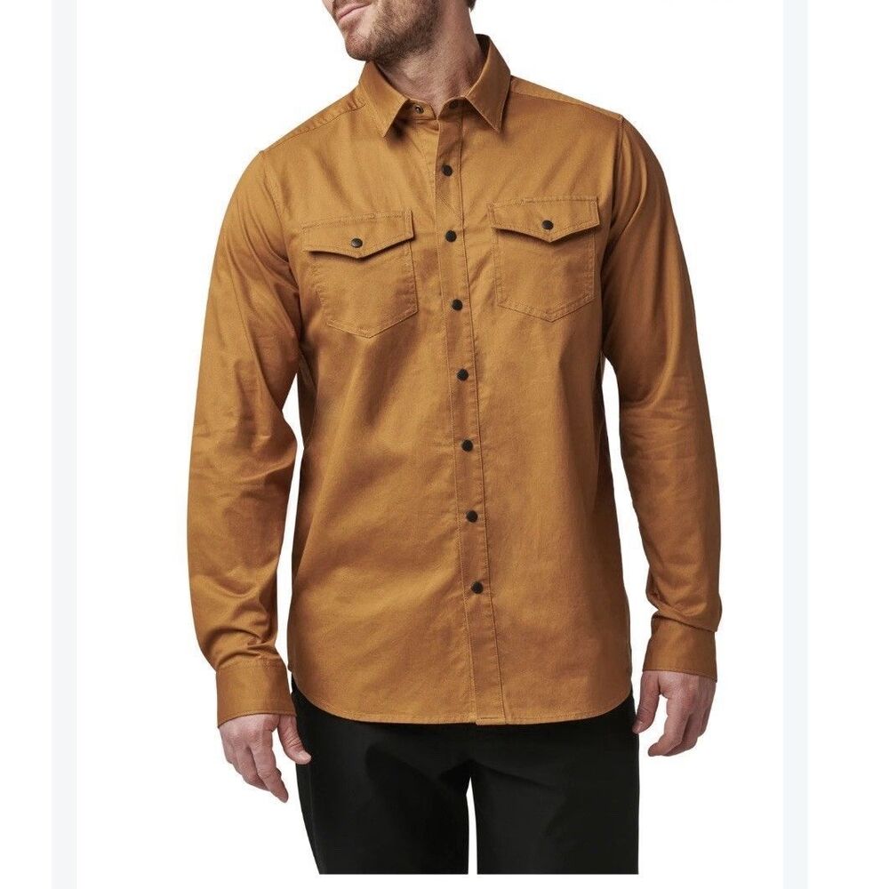 5.11 Tactical Gunner Solid Shirt Men’s 2XL Pecan Brown Snap Front Cotton